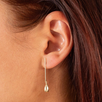 Boucles d'oreilles or 375 jaune pendantes gouttes