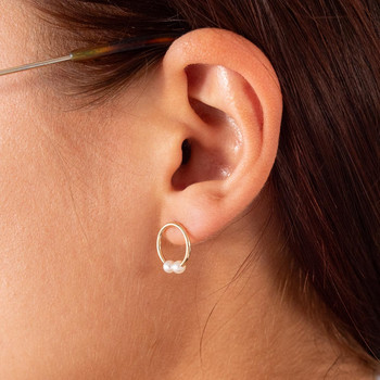 Boucles d'oreilles or 375 jaune cerle perles de culture