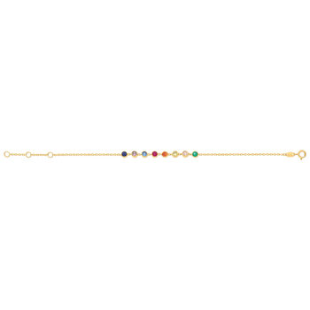Bracelet or 375 jaune pierres synthétiques multicolores 18cm