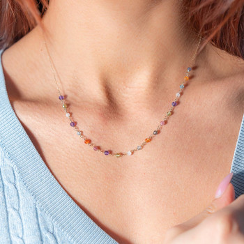 Collier or 375 jaune pierres naturelles 43cm