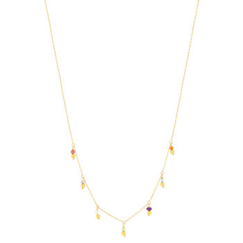 Collier or 375 jaune pampilles pierres naturelles 43cm
