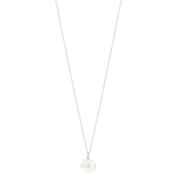 Sautoir acier turquoise blanche 76 cm