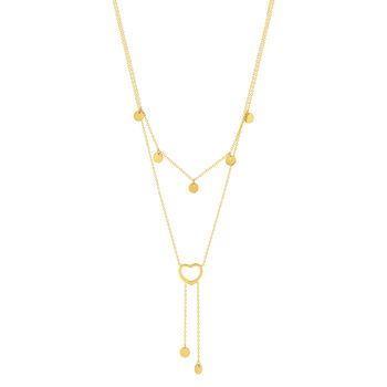Collier acier doré 2 rangs coeur