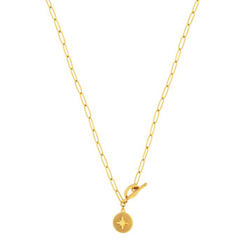 Collier acier doré pampille 47cm