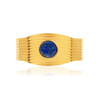 Bague acier doré ouverte lapis lazuli