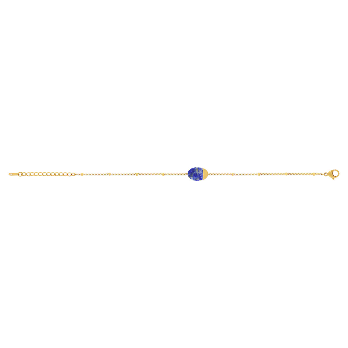 Bracelet acier doré lapis lazuli 19 cm - vue 2