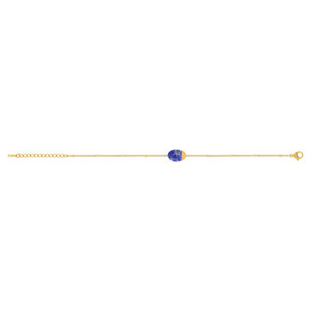 Bracelet acier doré lapis lazuli 19 cm