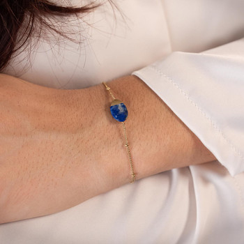 Bracelet acier doré lapis lazuli 19 cm