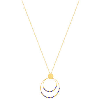 Collier acier doré lapis lazuli 45.5cm