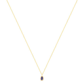 Collier acier doré lapis lazuli et zirconias 45 cm