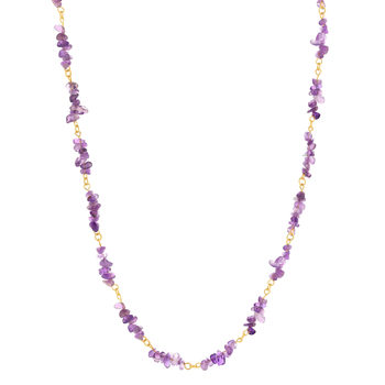 Collier acier doré améthystes 45 cm