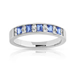 Alliance or 750 blanc saphir et diamant
