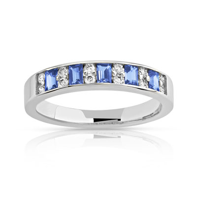 Alliance or 750 blanc saphir et diamant