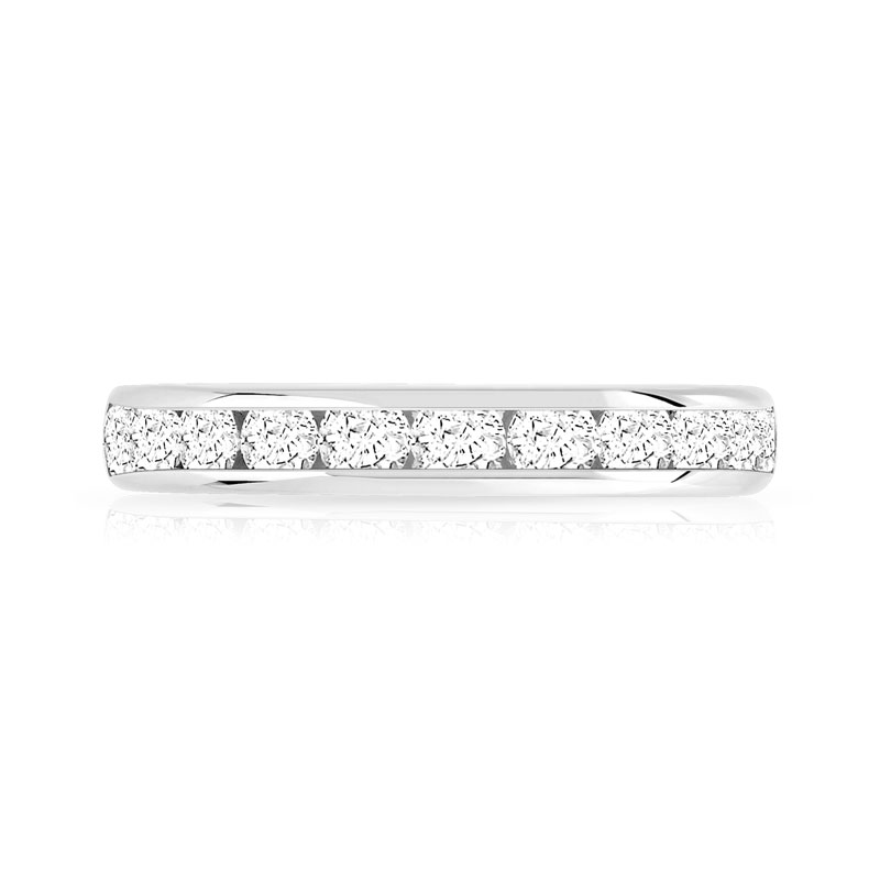 Alliance demi-tour or 750 blanc diamant - vue 3