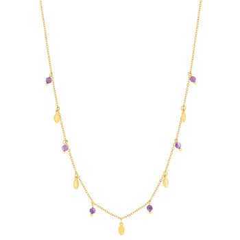 Collier acier doré améthystes 46 cm