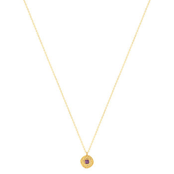Collier acier doré améthyste 45 cm
