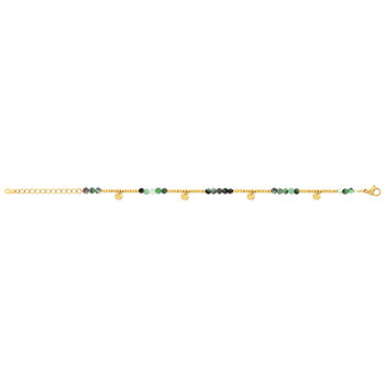Bracelet acier doré amazonites vertes 19 cm