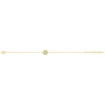 Bracelet acier doré arbre de vie laque verte 20 cm