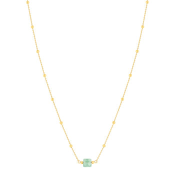 Collier acier doré aventurine verte 45 cm
