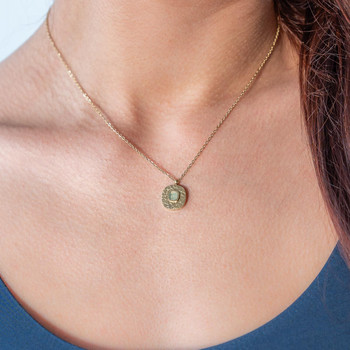 Collier acier doré aventurine 45 cm