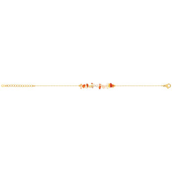 Bracelet acier doré agates oranges 20 cm