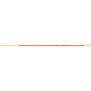 Bracelet acier doré zirconias rouges 19 cm