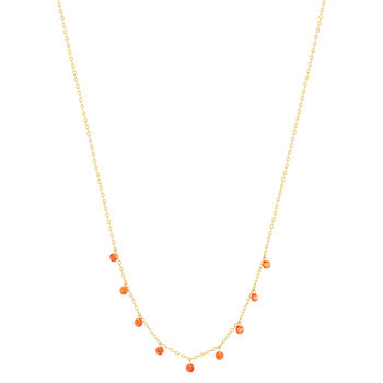 Collier acier doré zirconias oranges 45 cm