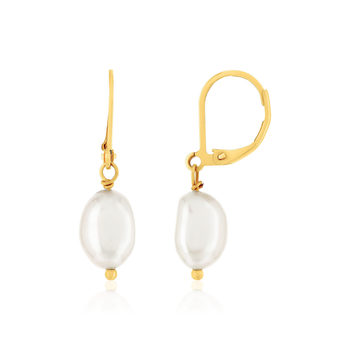 2 baroque cultured pearls gilded steel earrings dormeuses
