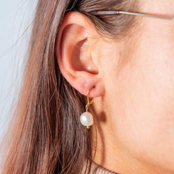 Boucles d'oreilles acier doré dormeuses 2 perles de culture baroques