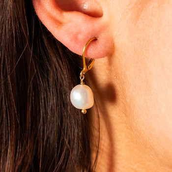 Boucles d'oreilles acier doré dormeuses 2 perles de culture baroques
