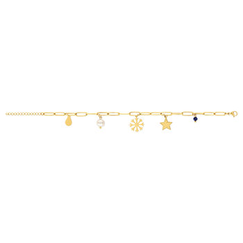 Bracelet acier doré 5 pampilles 21 cm