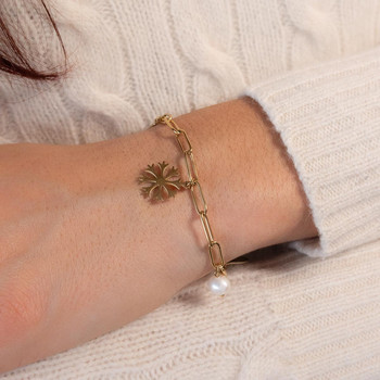 Bracelet acier doré 5 pampilles 21 cm