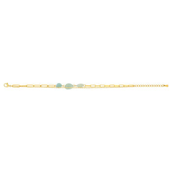 Bracelet acier doré 2 rangs 3 amazonites blanches 20 cm