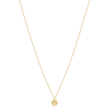 Collier acier doré arbre de vie laque blanche 46 cm