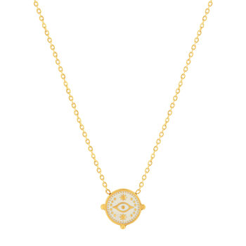 Collier acier doré laque blanche 47 cm