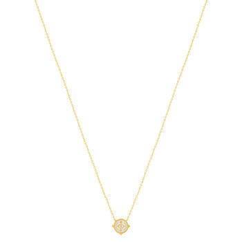 Collier acier doré laque blanche 47 cm