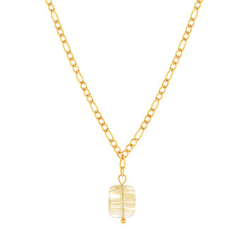 Collier acier doré quartz jaune 46 cm