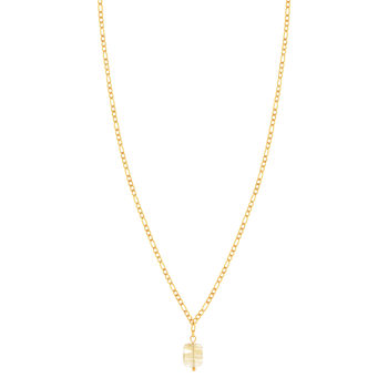 Collier acier doré quartz jaune 46 cm