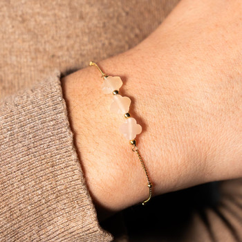 Bracelet acier doré 3 pierres de cristal 18 cm