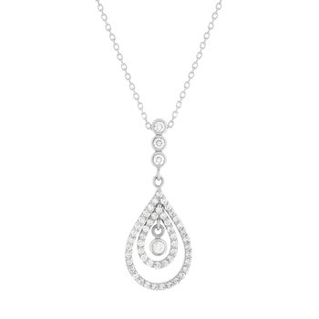 Collier or 375 blanc zirconias 44,5 cm