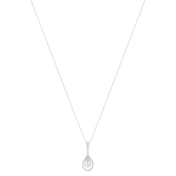 Collier or 375 blanc zirconias 44,5 cm