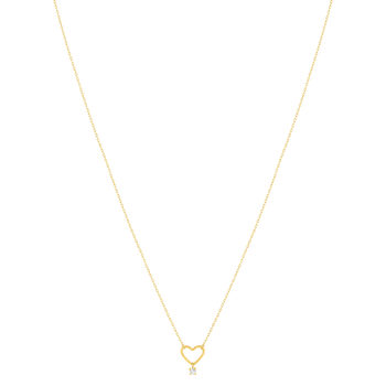 Collier or 375 jaune coeur zirconia 45 cm