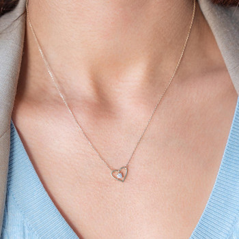Collier or 375 jaune coeur zirconia 45 cm