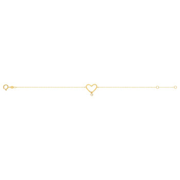 Bracelet or 375 jaune coeur zirconia 18 cm