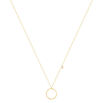 Collier or 375 jaune motif rond zirconia 45 cm