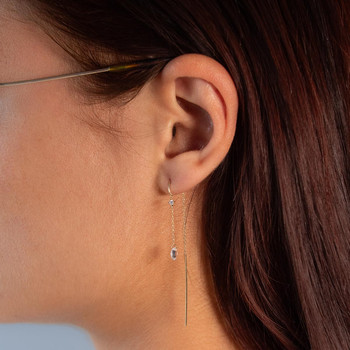 Boucles d'oreilles or 375 jaune pendantes zirconias