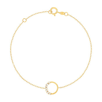Bracelet or 375 jaune 7 zirconias 20 cm