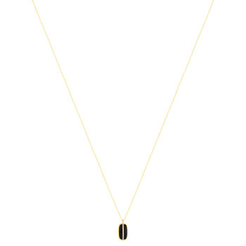 Collier or 375 jaune résine noire et zirconias 43cm
