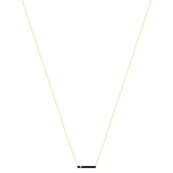 Collier or 375 jaune résine noire et zirconia 45cm