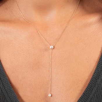 Collier or 375 jaune 2 perles de culture de Chine 43cm